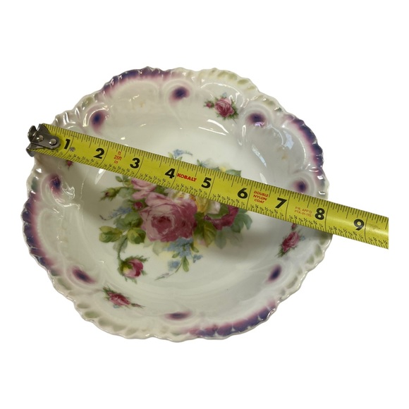 Fruit Salad Bowl Early 20th Century, Art Pottery Bavarian Germany Purple Floral - Picture 6 of 7